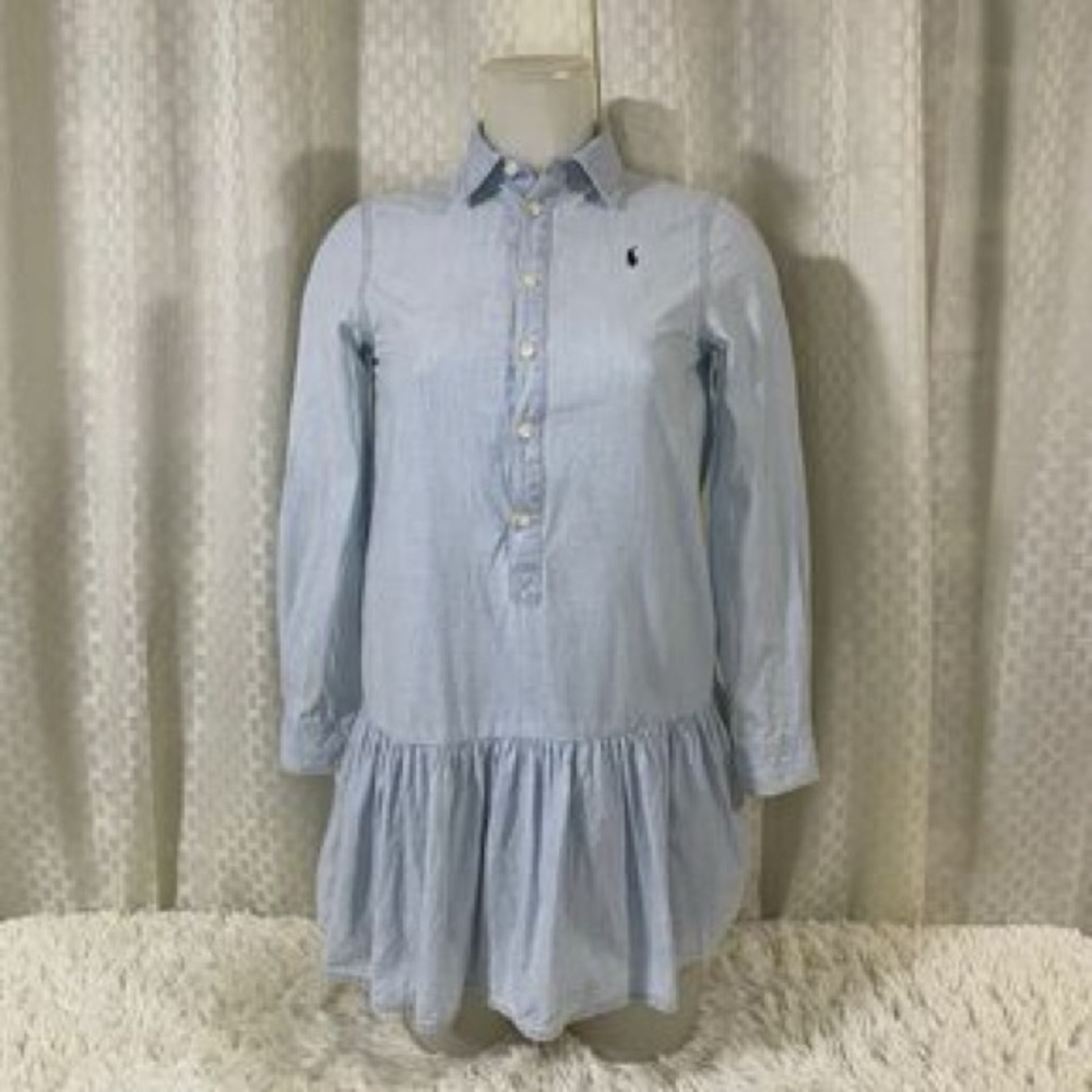 Ralph Laure Light Blue Denim Kids Shirt Dress
